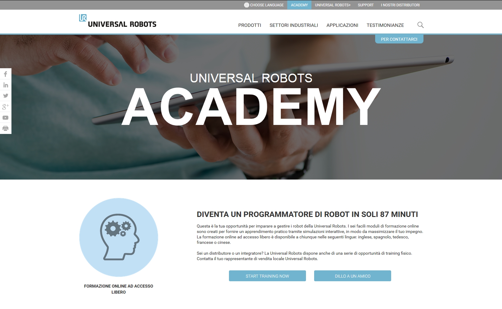 L’accademia di Universal Robots è on-line