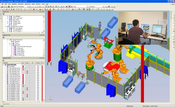 Systems esempio di virtual commissing eseguito con software Tecnomatix di Siemens PLM
